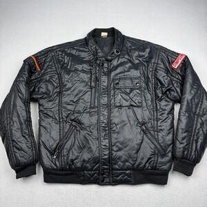 Simpson Racing Jacket Mens Large Black Nylon Bomber Padded Motorcycle Gear